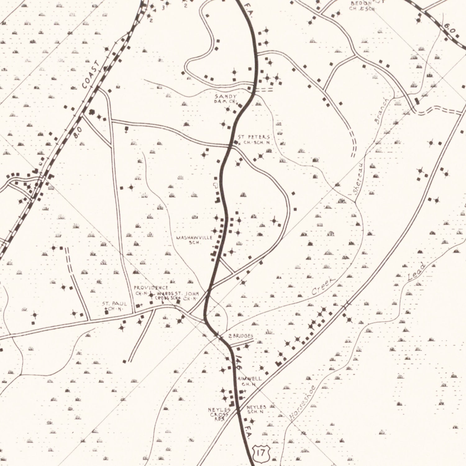 Vintage Map of Colleton County, South Carolina 1938