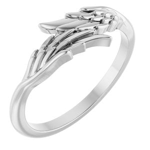 14K White Angel Wings Ring