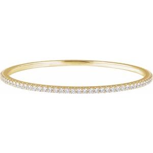 14K Yellow Gold 5 CTW Lab-Grown Diamond Stackable Bangle 8" Bracelet