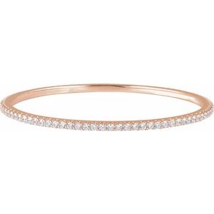 14K Rose Gold 4 CTW Natural Diamond Stackable Bangle 8" Bracelet