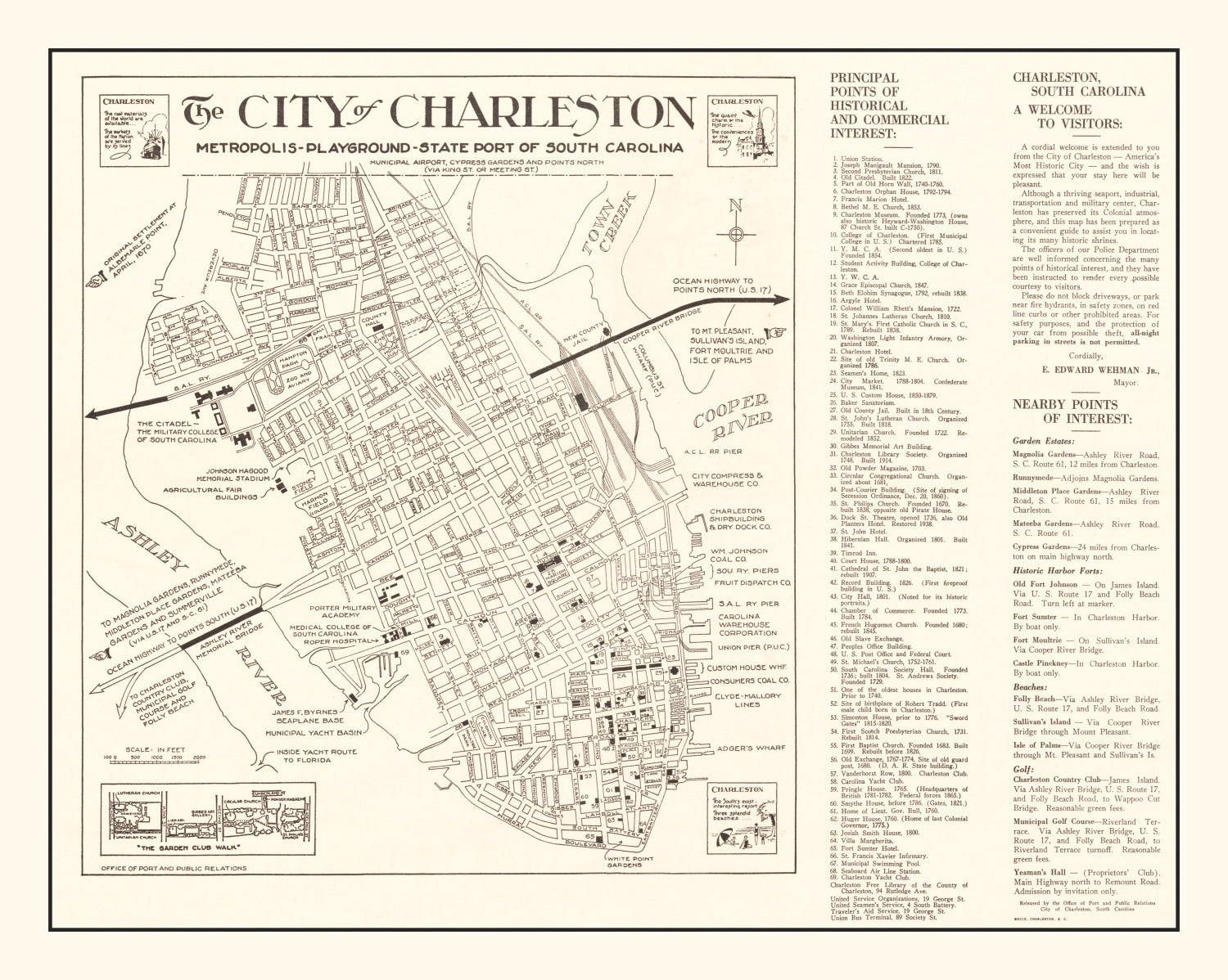 Vintage Map of Charleston, South Carolina 1946