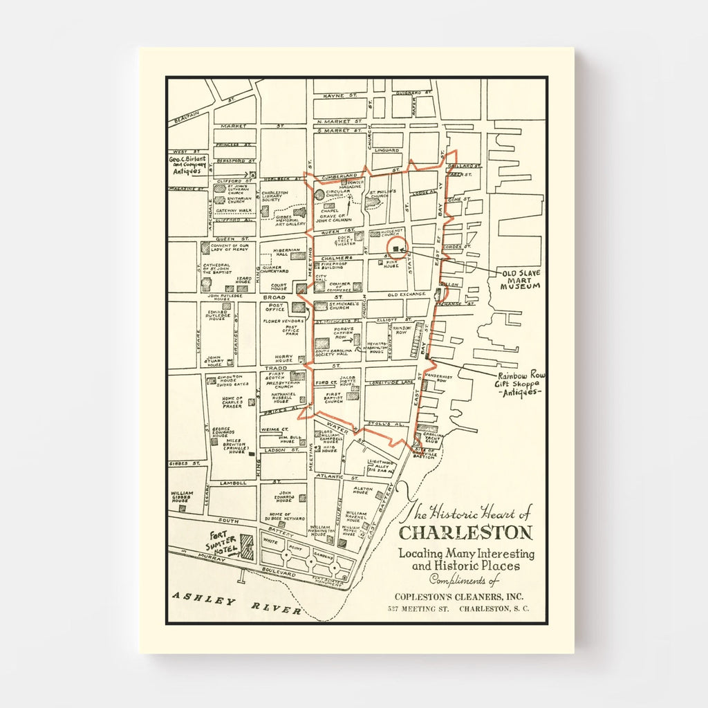 Vintage Map of Charleston, South Carolina 1946
