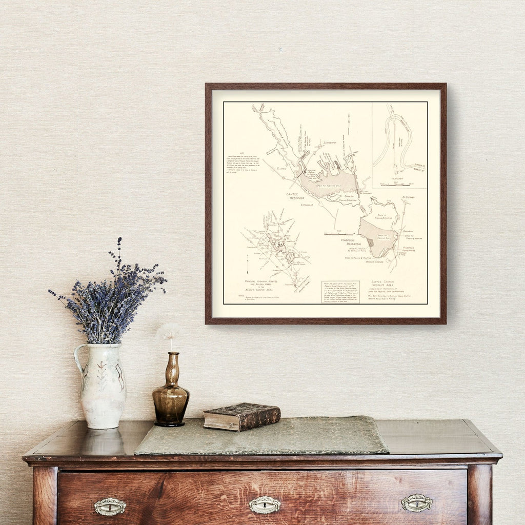Vintage Santee Cooper Wildlife Area Map 1943