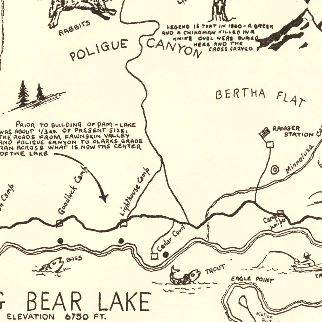Vintage Big Bear Lake Valley Map 1946