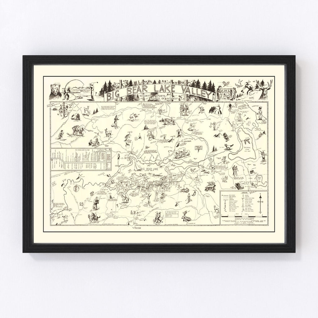 Vintage Big Bear Lake Valley Map 1946