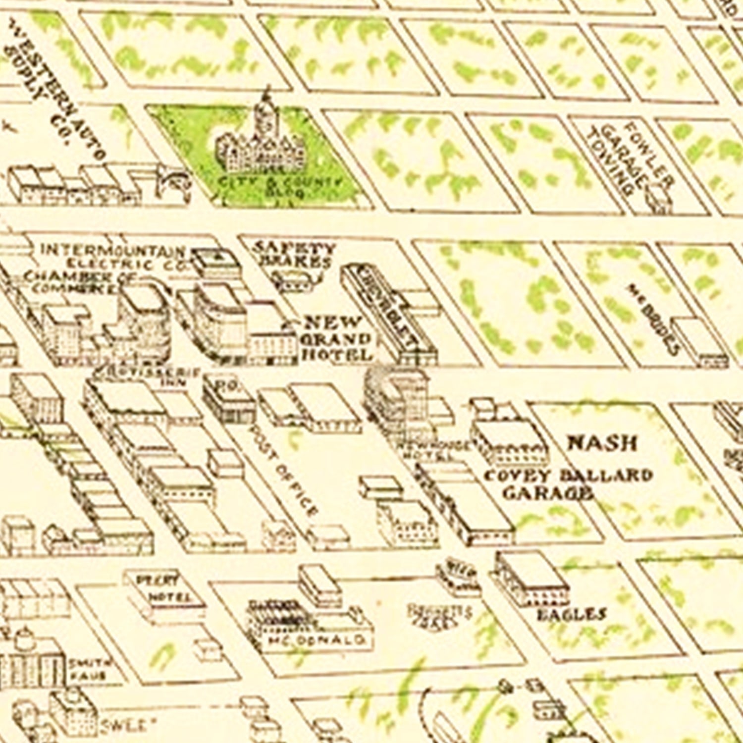 Vintage Map of Salt Lake City, Utah 1926