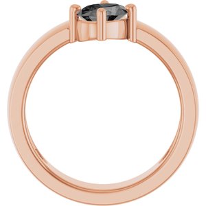 14K Rose Gold Natural Gray Spinel Asymmetric Solitaire Ring