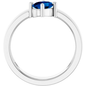 Platinum Lab-Grown Blue Sapphire Asymmetric Solitaire Ring