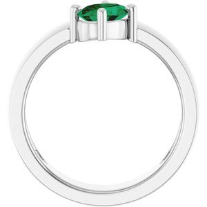 Platinum Lab-Grown Emerald Asymmetric Solitaire Ring