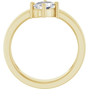 14K Yellow Gold Natural White Sapphire Asymmetric Solitaire Ring