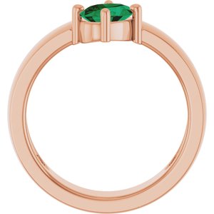 14K Rose Gold Lab-Grown Emerald Asymmetric Solitaire Ring