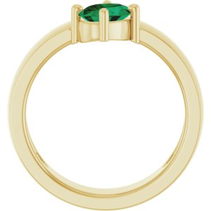 14K Yellow Gold Lab-Grown Emerald Asymmetric Solitaire Ring