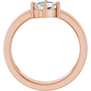 14K Rose Gold Natural White Sapphire Asymmetric Solitaire Ring
