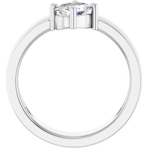14K White Gold Natural White Sapphire Asymmetric Solitaire Ring