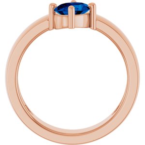 14K Rose Gold Lab-Grown Blue Sapphire Asymmetric Solitaire Ring