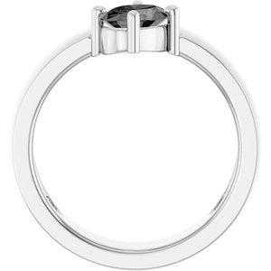 Platinum Natural Gray Spinel Asymmetric Solitaire Ring
