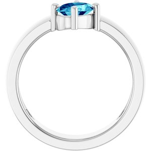 Platinum Natural Blue Zircon Asymmetric Solitaire Ring