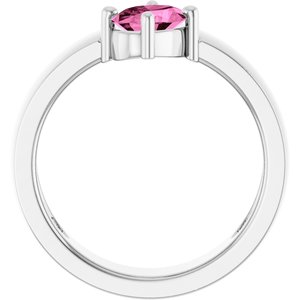 Sterling Silver Lab-Grown Pink Sapphire Asymmetric Solitaire Ring