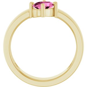 14K Yellow Gold Lab-Grown Pink Sapphire Asymmetric Solitaire Ring