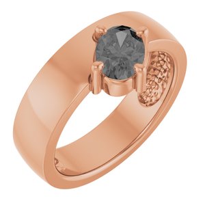 14K Rose Gold Natural Gray Spinel Asymmetric Solitaire Ring
