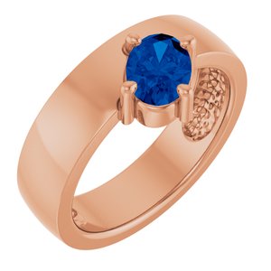 14K Rose Gold Lab-Grown Blue Sapphire Asymmetric Solitaire Ring