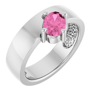 Platinum Lab-Grown Pink Sapphire Asymmetric Solitaire Ring