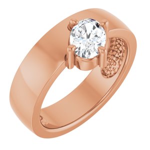14K Rose Gold Natural White Sapphire Asymmetric Solitaire Ring