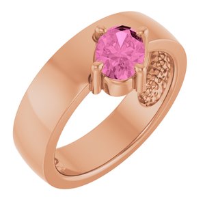 14K Rose Gold Lab-Grown Pink Sapphire Asymmetric Solitaire Ring