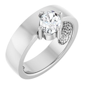 14K White Gold Natural White Sapphire Asymmetric Solitaire Ring