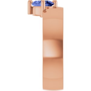 14K Rose Gold Natural Tanzanite Asymmetric Solitaire Ring