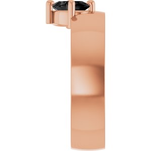14K Rose Gold Natural Black Onyx Asymmetric Solitaire Ring