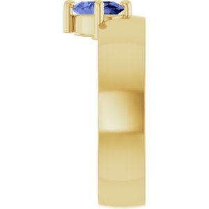 14K Yellow Gold Natural Tanzanite Asymmetric Solitaire Ring