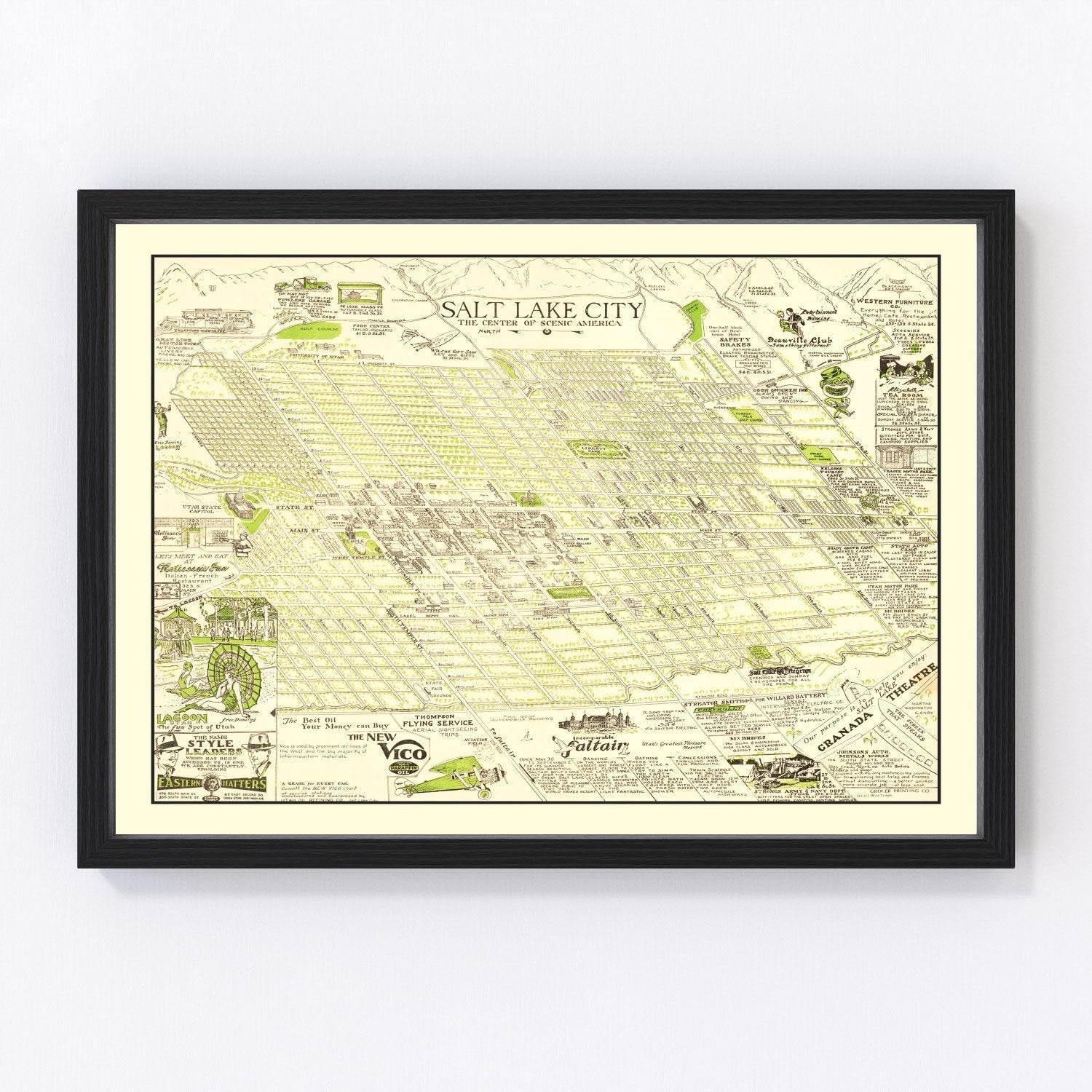 Vintage Map of Salt Lake City, Utah 1926