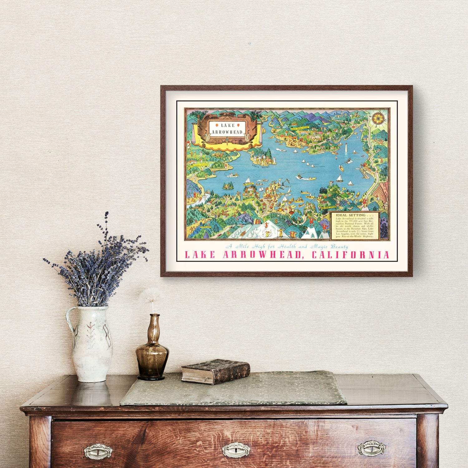 Vintage Lake Arrowhead Map 1938