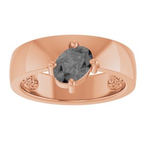 14K Rose Gold Natural Gray Spinel Asymmetric Solitaire Ring