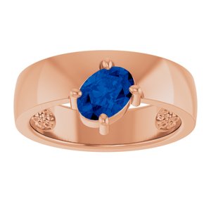 14K Rose Gold Lab-Grown Blue Sapphire Asymmetric Solitaire Ring