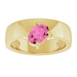 14K Yellow Gold Lab-Grown Pink Sapphire Asymmetric Solitaire Ring