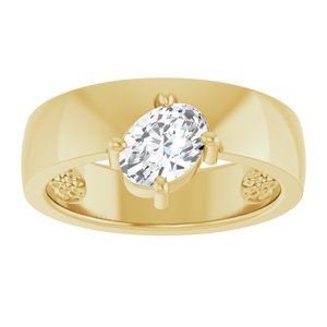 14K Yellow Gold Natural White Sapphire Asymmetric Solitaire Ring