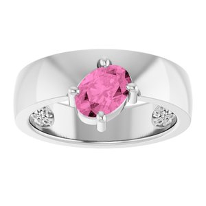 14K White Gold Lab-Grown Pink Sapphire Asymmetric Solitaire Ring