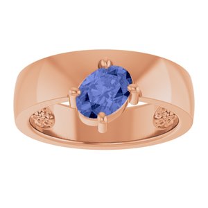14K Rose Gold Natural Tanzanite Asymmetric Solitaire Ring
