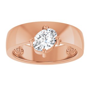 14K Rose Gold Natural White Sapphire Asymmetric Solitaire Ring