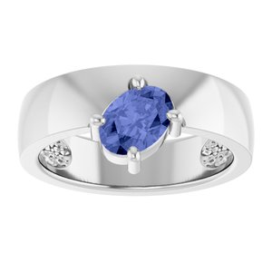 14K White Gold Natural Tanzanite Asymmetric Solitaire Ring