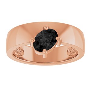 14K Rose Gold Natural Black Onyx Asymmetric Solitaire Ring