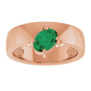 14K Rose Gold Lab-Grown Emerald Asymmetric Solitaire Ring