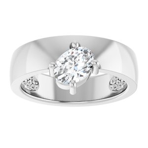 Sterling Silver Natural White Sapphire Asymmetric Solitaire Ring