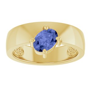 14K Yellow Gold Natural Tanzanite Asymmetric Solitaire Ring