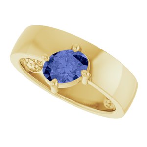14K Yellow Gold Natural Tanzanite Asymmetric Solitaire Ring