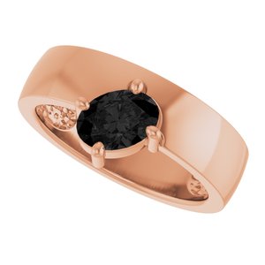 14K Rose Gold Natural Black Onyx Asymmetric Solitaire Ring