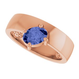 14K Rose Gold Natural Tanzanite Asymmetric Solitaire Ring