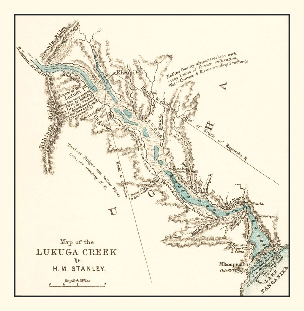 Vintage Lake Tanganika Map 1878